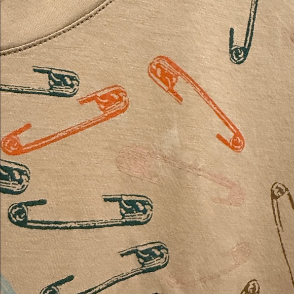 Vintage Yves Saint Laurent Safety Pin Print Top Y2K Made in Italy YSL Graphic - Picture 5 of 9